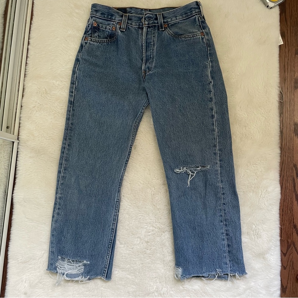 Levi's 501 Student Distressed Straight Jeans - Size 28